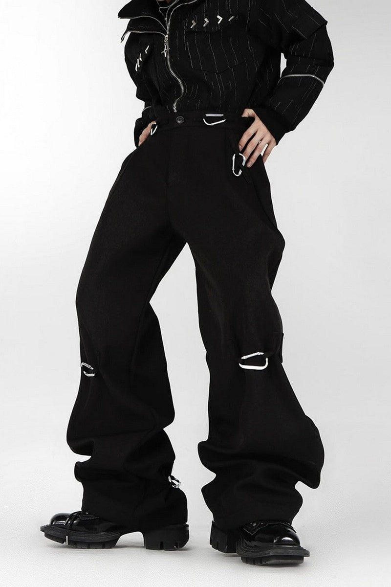 Buckle Straight Loose Trousers