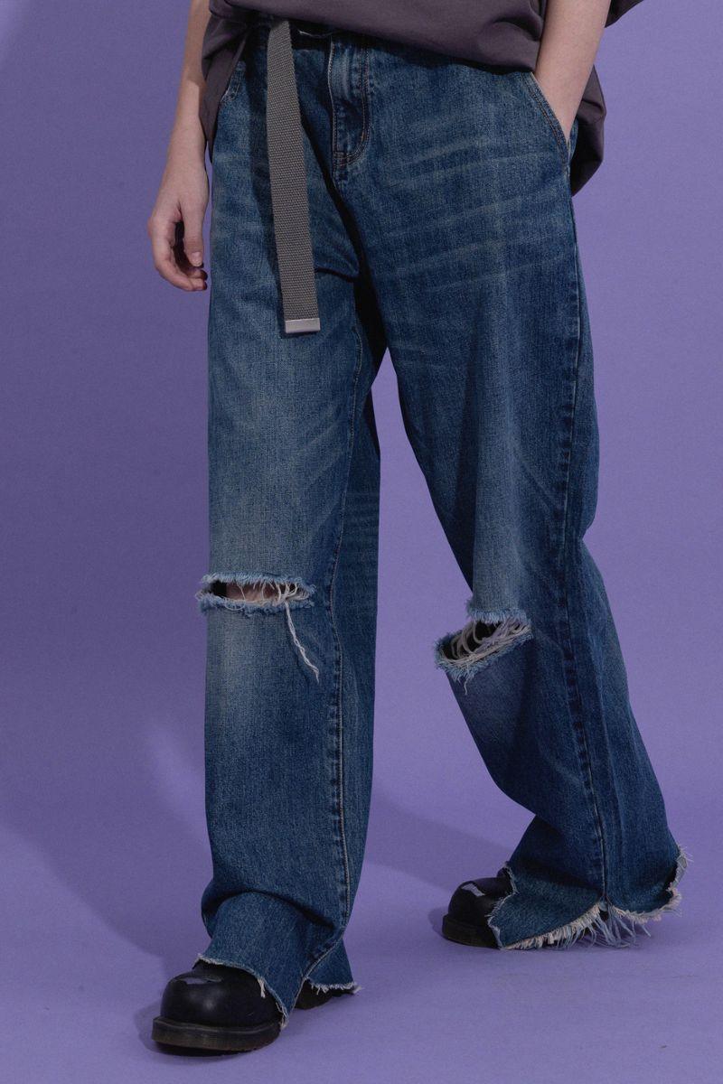 Irregular Cut Straight Jeans