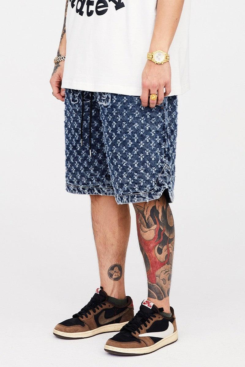 F2CE Embroidered Logo Jeans Shorts