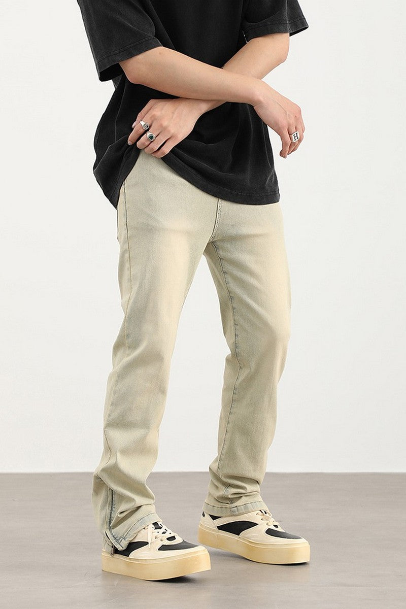 Retro Mud Wash Slit Jeans