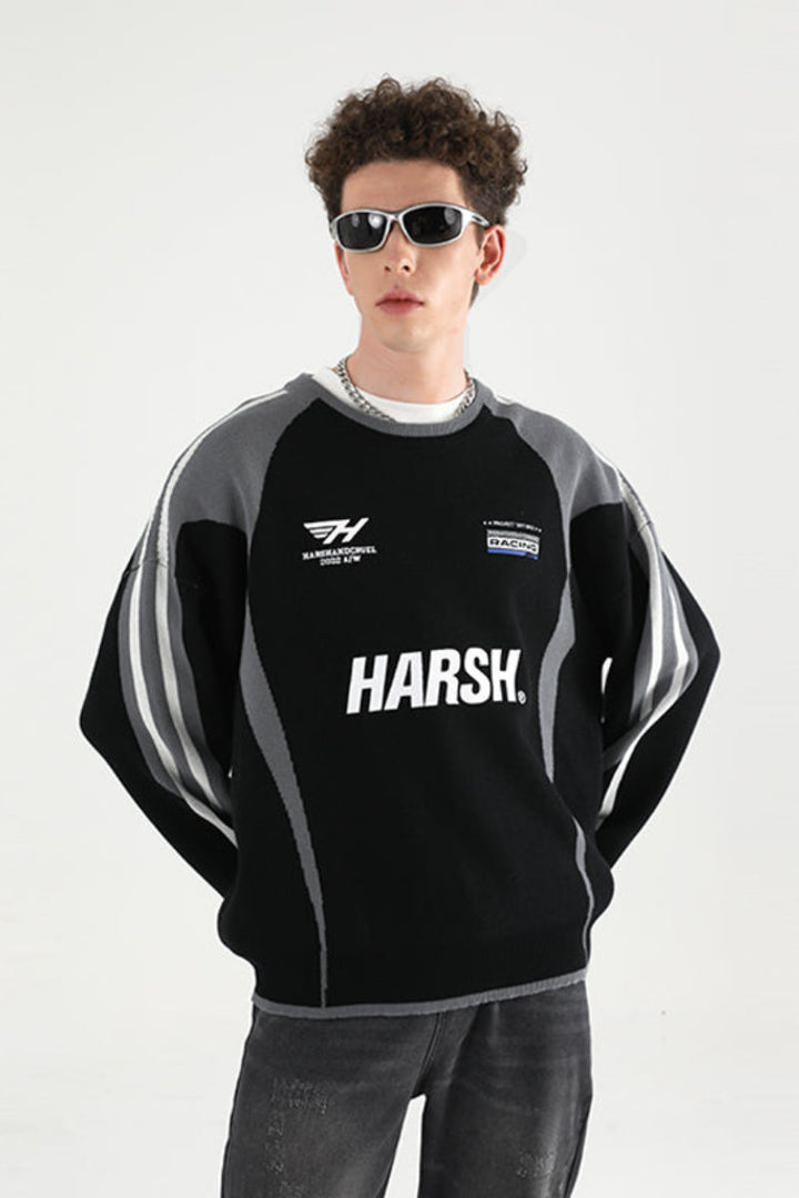 H/C Racing Colorblock Knitted Sweater