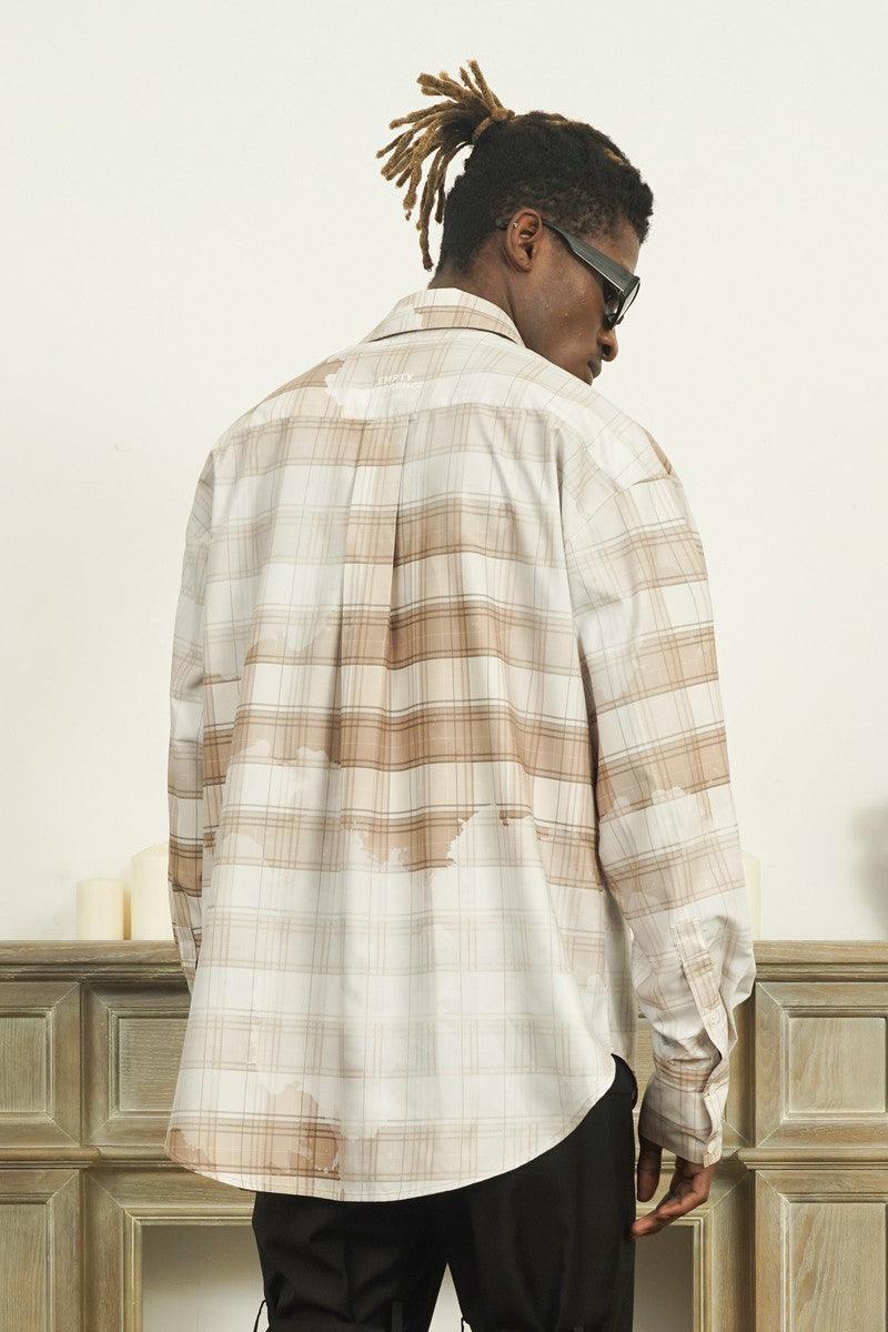 Empty Reference Faded Plaid Long Sleeve Shirt