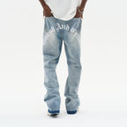 Gothic Logo Embroidered Flared Jeans