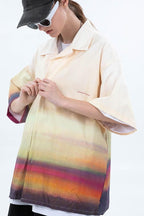 Center of Rotation Gradient Print Cuban Shirt