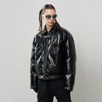 Embroidered Logo Leather Motor Jacket