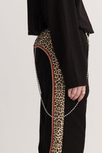 Empty Reference Leopard Pattern Straight Trousers