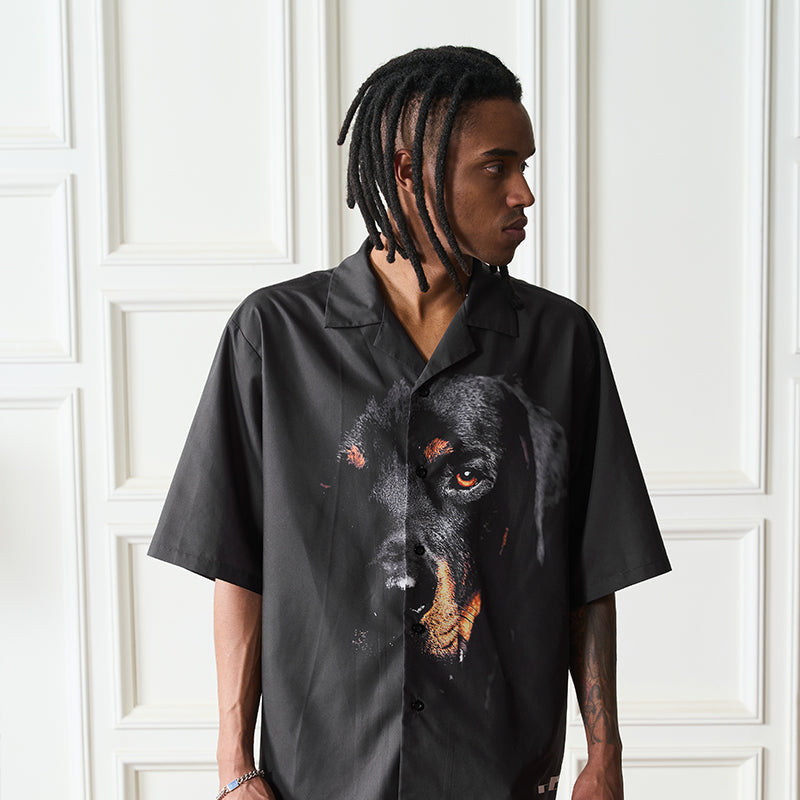 Rottweiler Printed Cuban Shirt