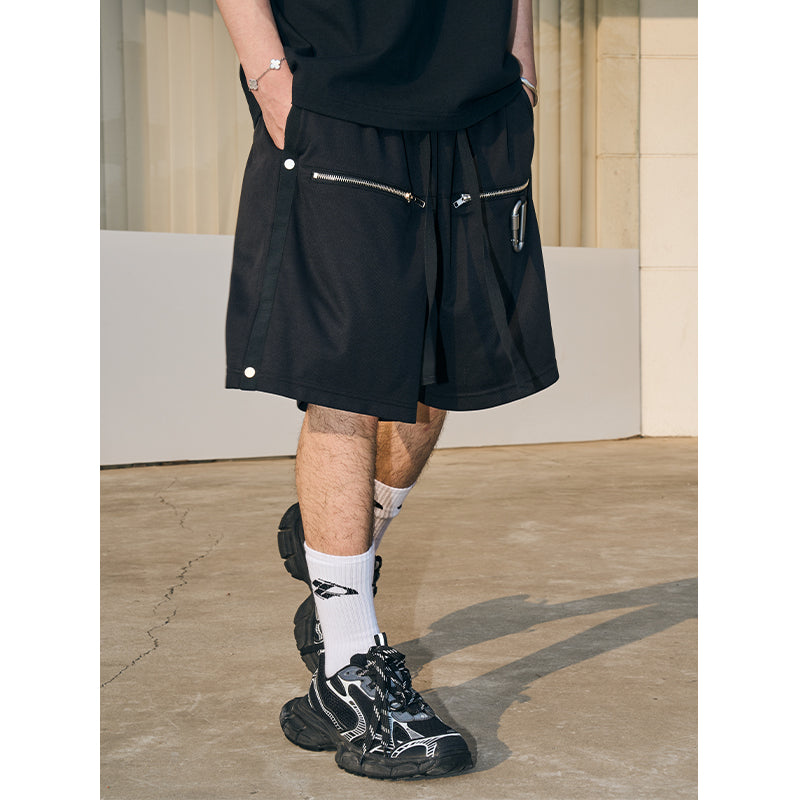 Metal Buckle Zipper Shorts