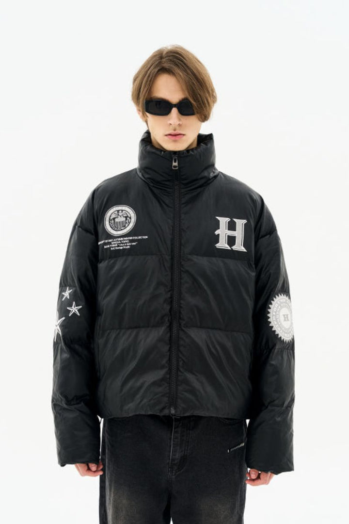 H/C Religious Cross Printed Down Jacket