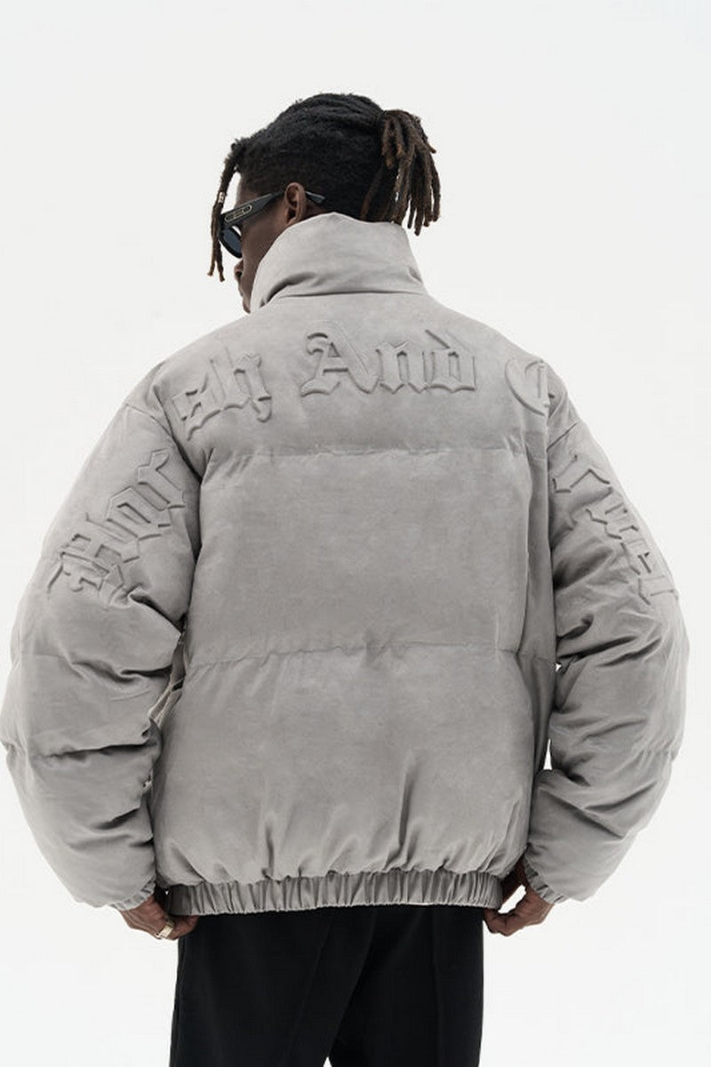 Embossed Gothic Logo Down Jacket
