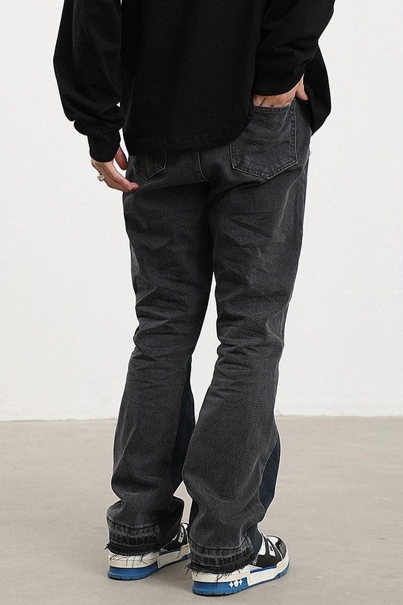 CZ Black Washed Stitched Flared Jeans