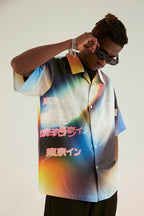 Empty Reference Neon Tokyo Print Cuban Shirt