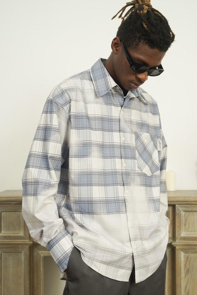 Empty Reference Faded Checkered Long Sleeve Shirt
