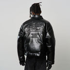 Embroidered Logo Leather Motor Jacket