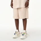 Gothic Logo Suede Shorts