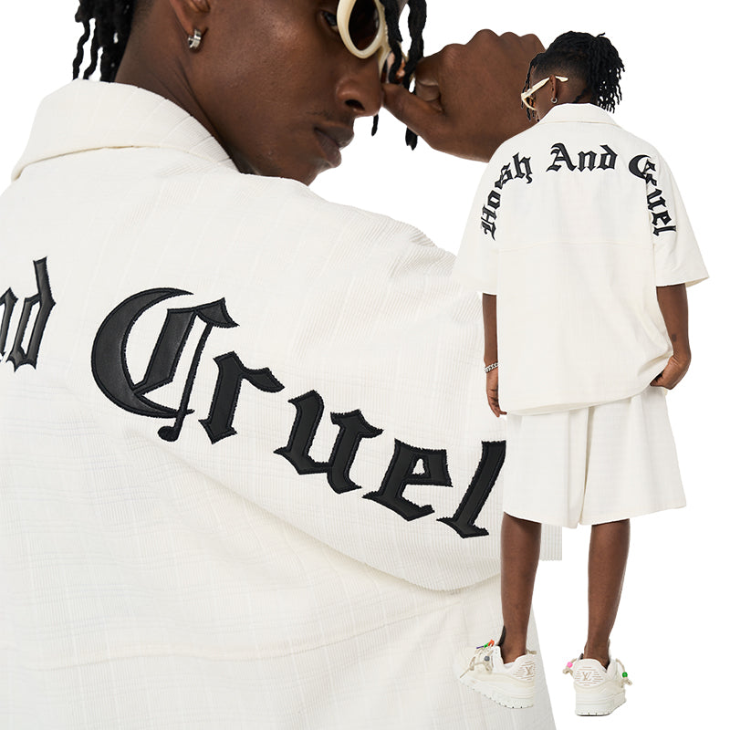 H/C  Gothic Logo Checkered Cuban Shirt