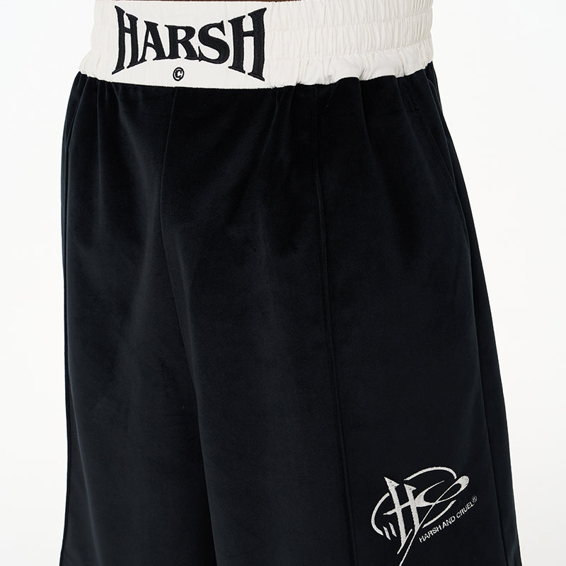 Embroidered Boxing Logo Velvet Shorts