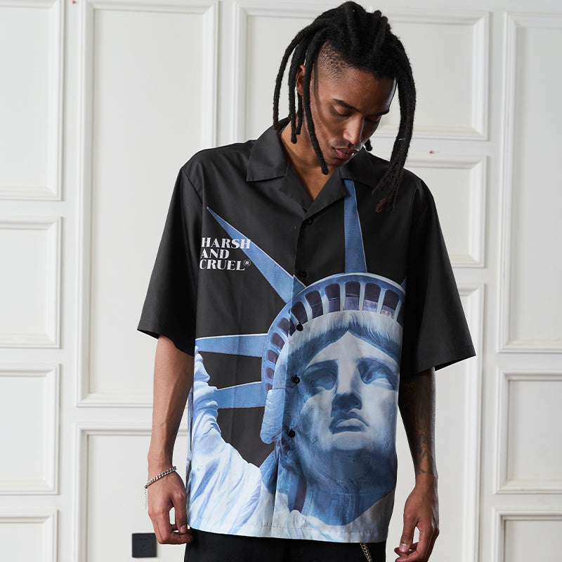 Statue of Liberty printed Cuban Shirt