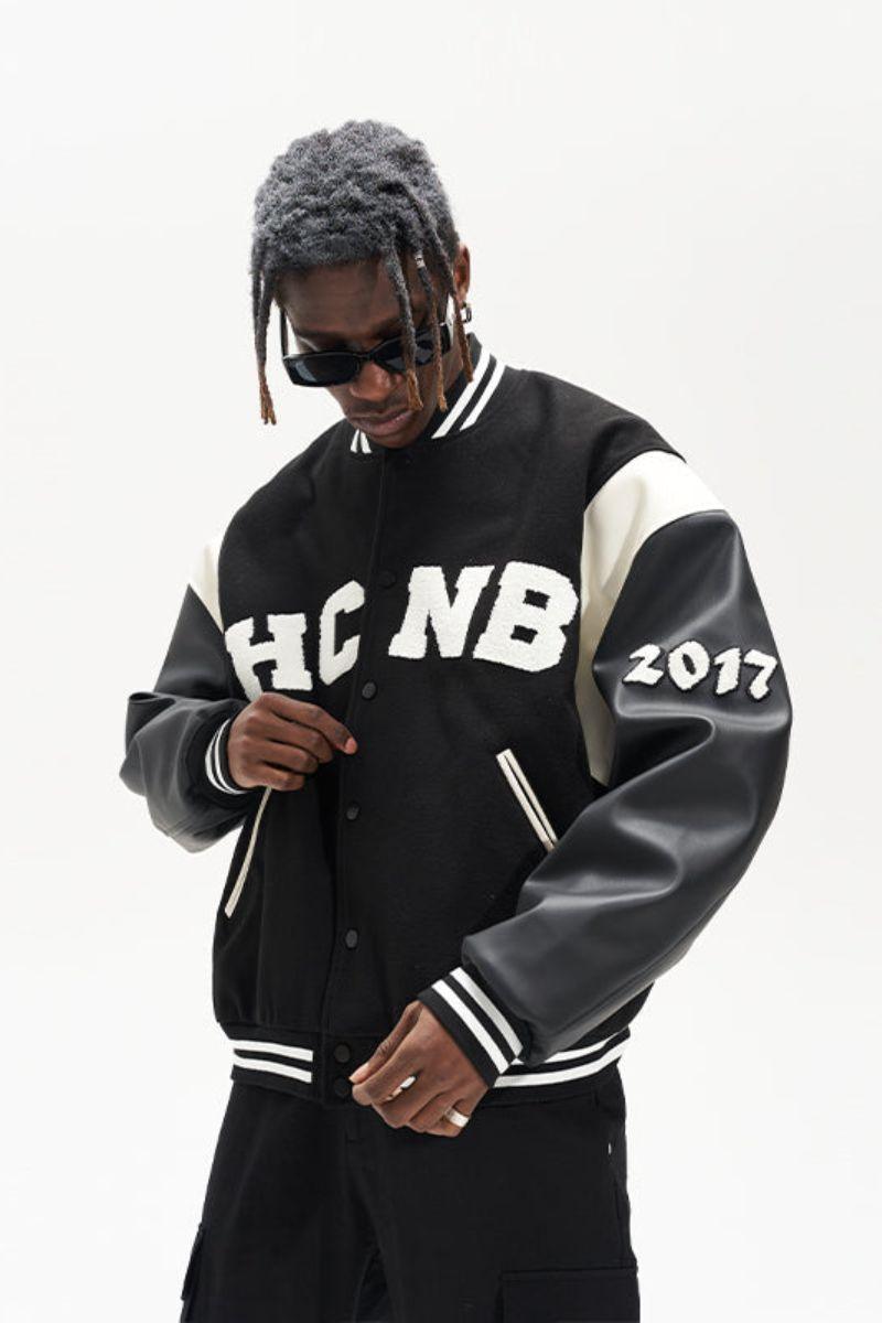 H/C Embroidered Letters Varsity Jacket