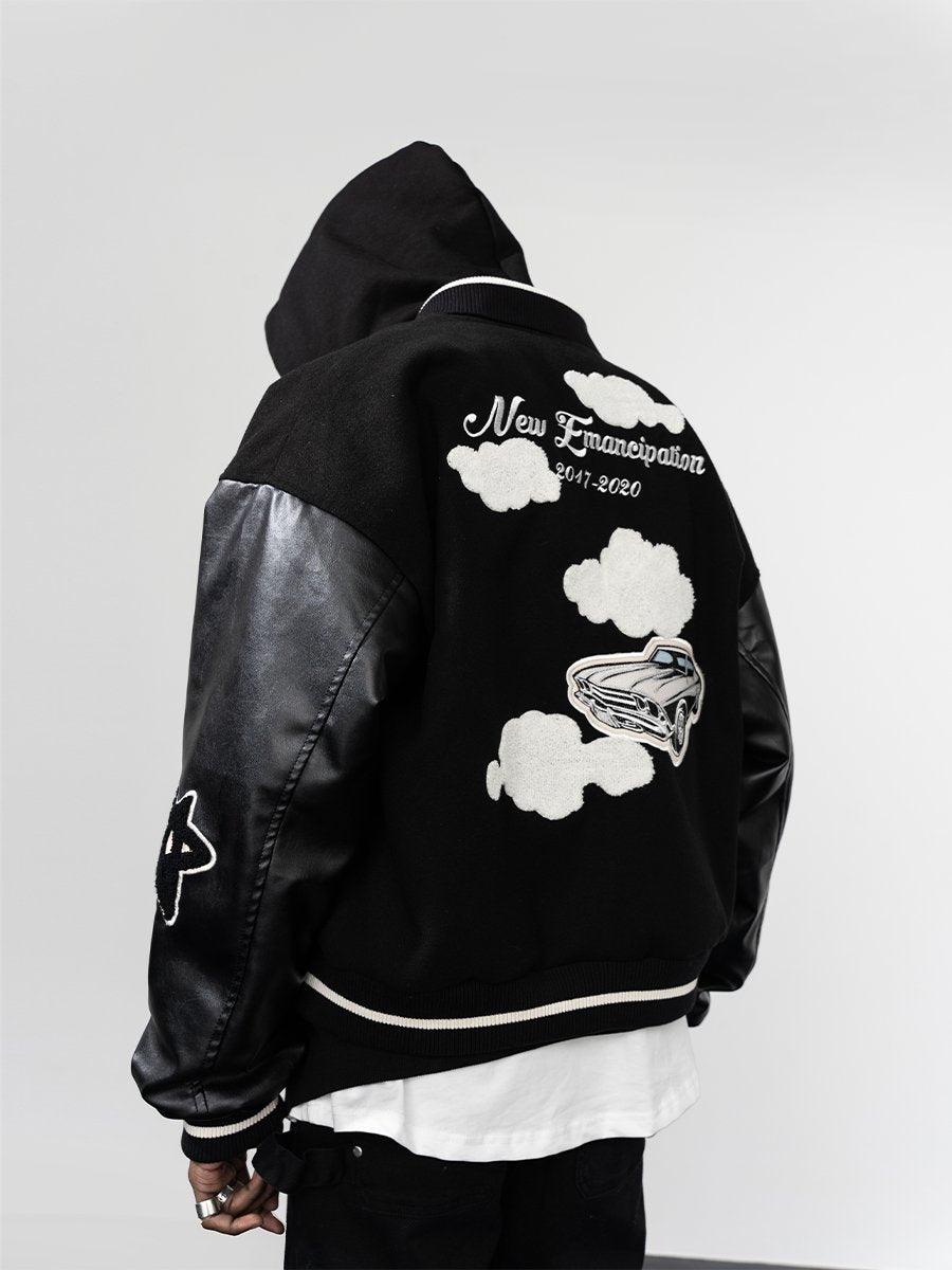 Embroidered Clouds Woolen Varsity Jacket – Copping Zone