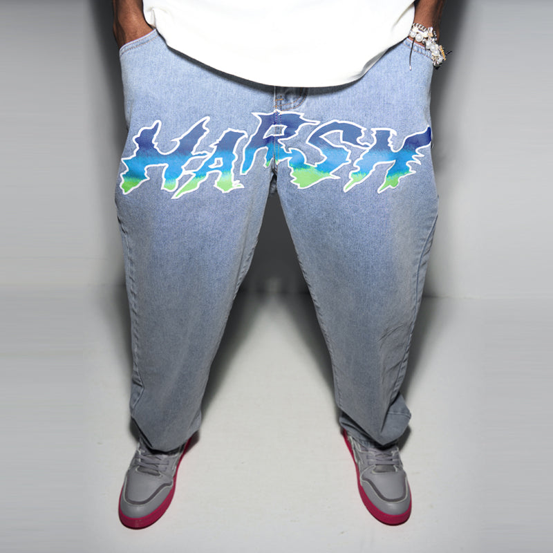 Gradient Logo Loose Jeans