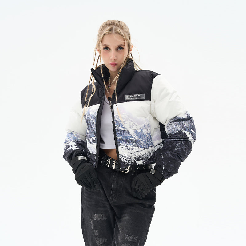 H/C Snow Mountain Printed Crop Jacket
