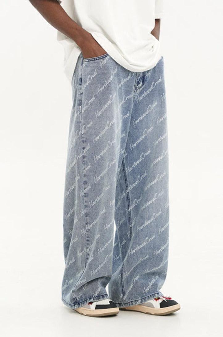 All Over Logo Printed Jeans