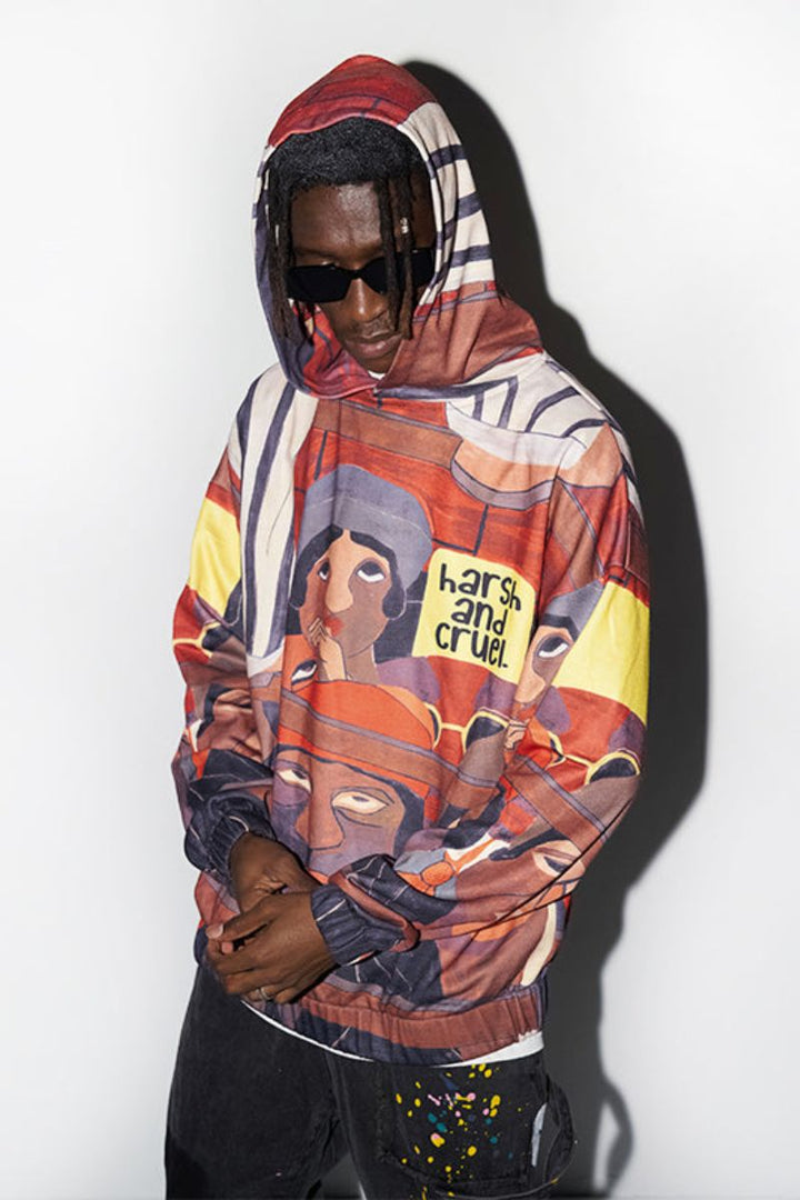 H/C Abstract Paint Full Print Hoodie