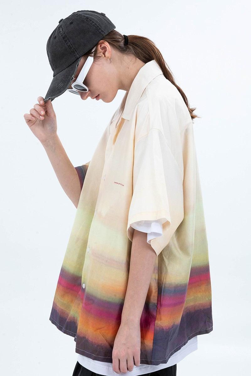 Center of Rotation Gradient Print Cuban Shirt