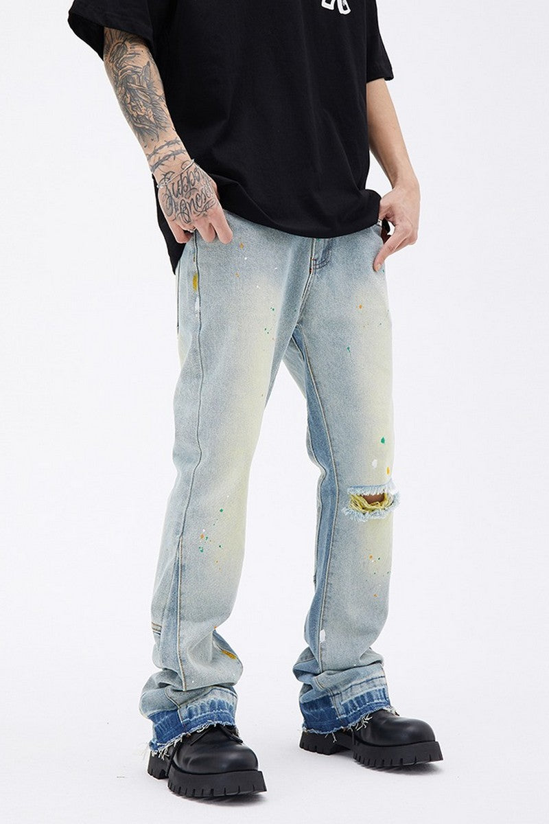 Splash Ink Washed Flared Jeans