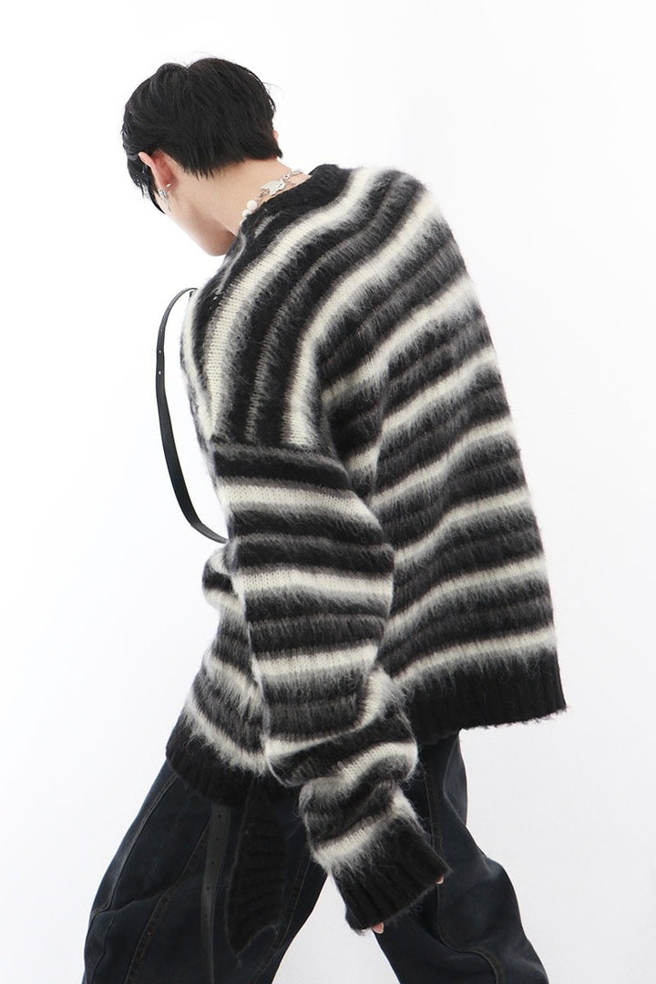 Striped Mohair Knitted Sweater