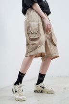 STEEPC Heavy-Washed Loose Shorts