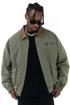 CZ Leather Collar Basic Jacket