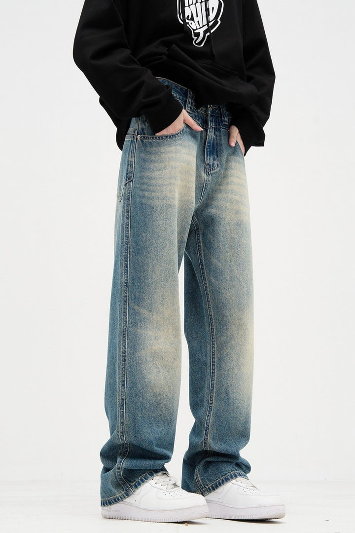 Washed Retro Loose Jeans
