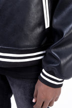 CZ PU Leather Stitched Jacket