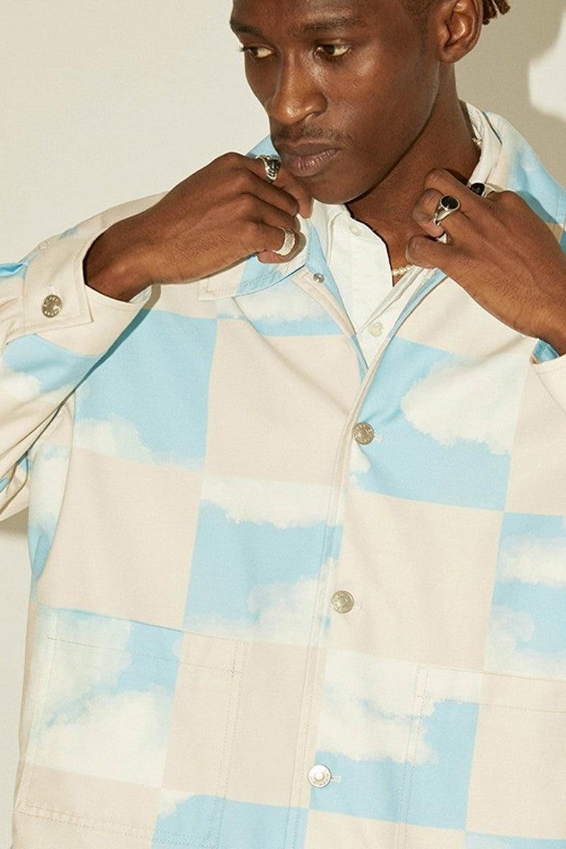 Empty Reference Clouds Print Coach Jacket