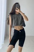 CZ Skinny Distressed Jeans Shorts