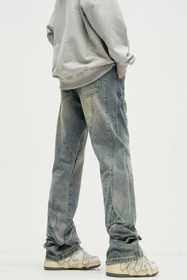 Flared Layered Washed Jeans