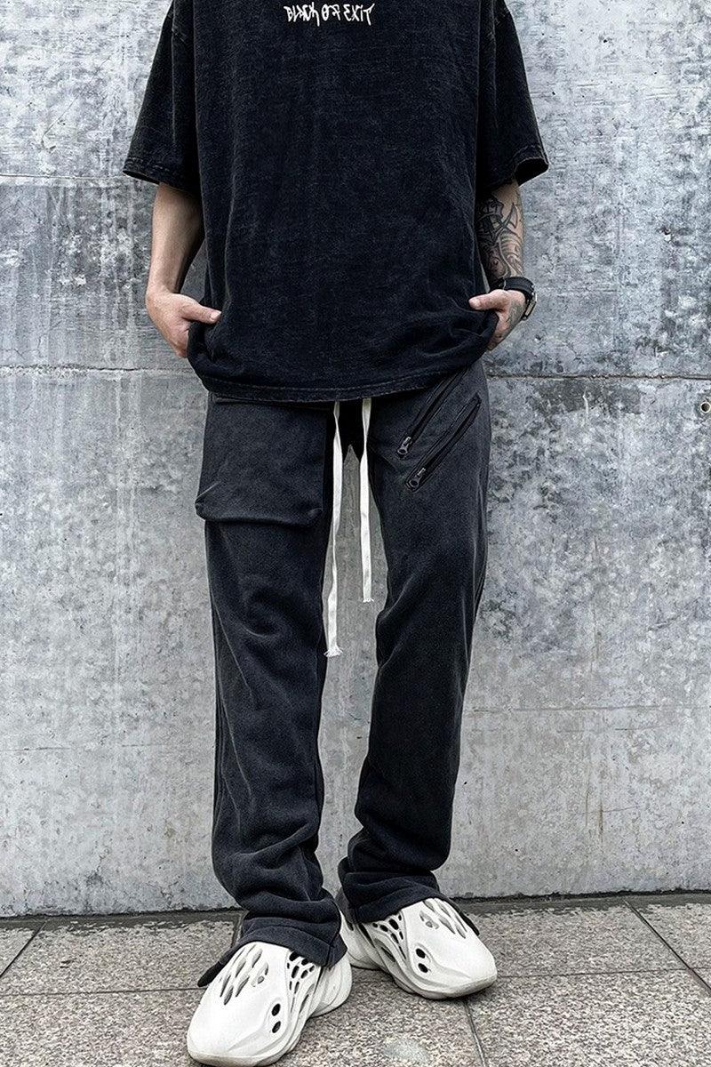 CZ Front Pocket Zipper Velvet Pants