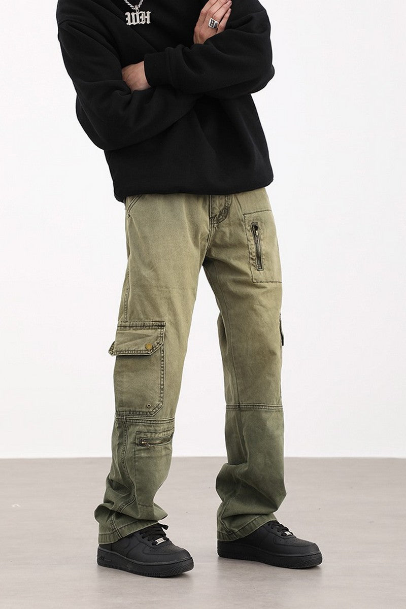 Multi-Pocket Loose Straight Jeans