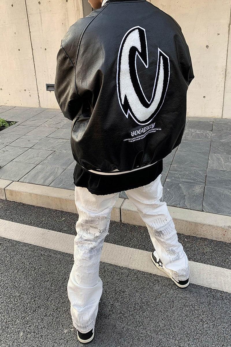 CZ Destroyed Straight White Jeans