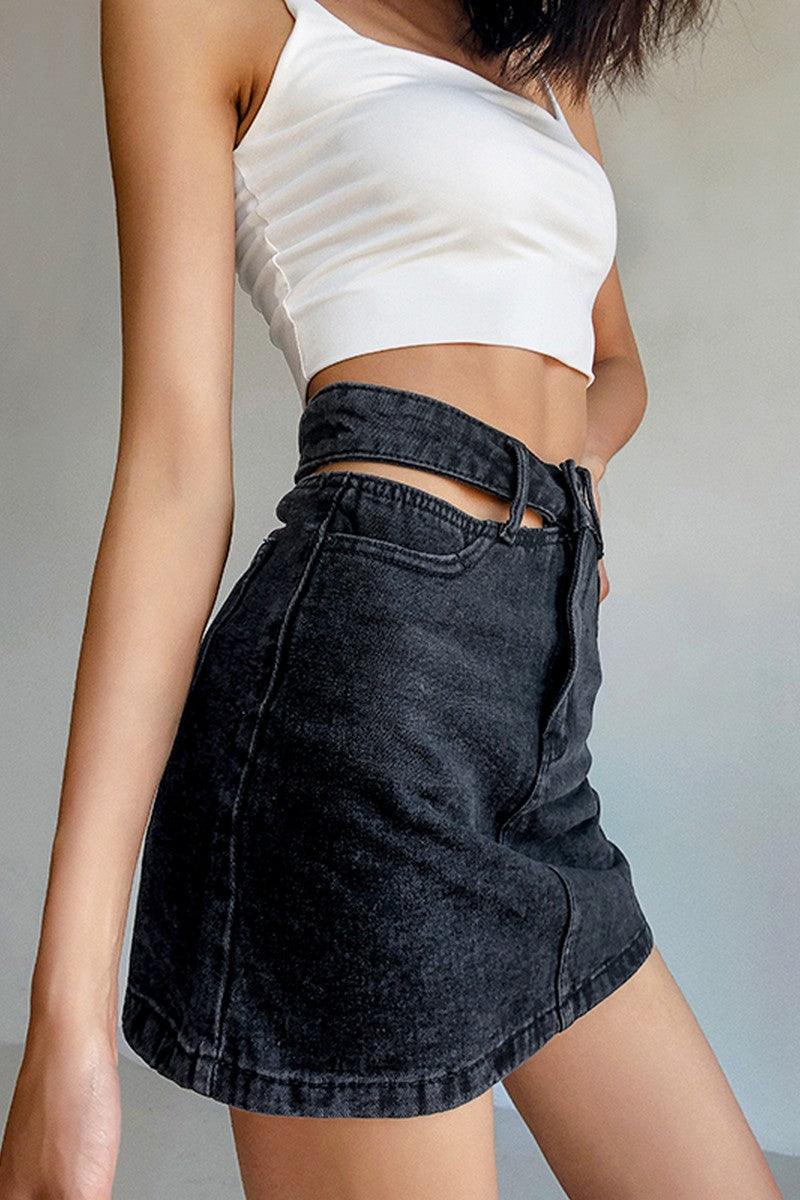 CZ Cut Jeans Skirt