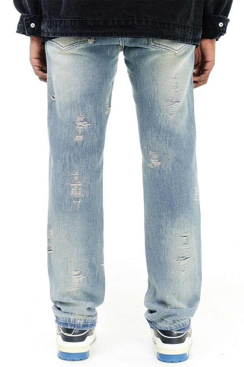 Distressed Straight Jeans