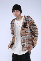 CZ Bear Embroidered Patch Hooded Jacket