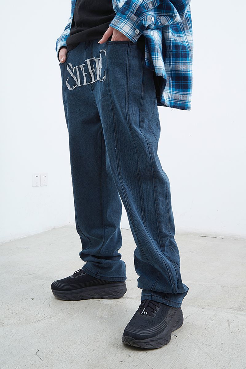 STEEPC Embroidered Logo Straight Jeans - UK Only
