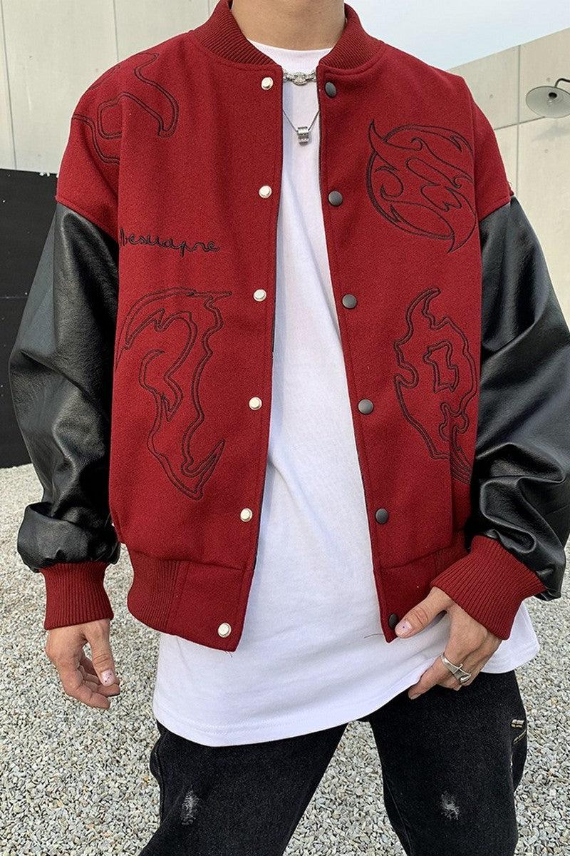 CZ Embroidered Retro Varsity Jacket