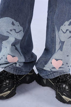 CZ Praying Skull Washed Jeans