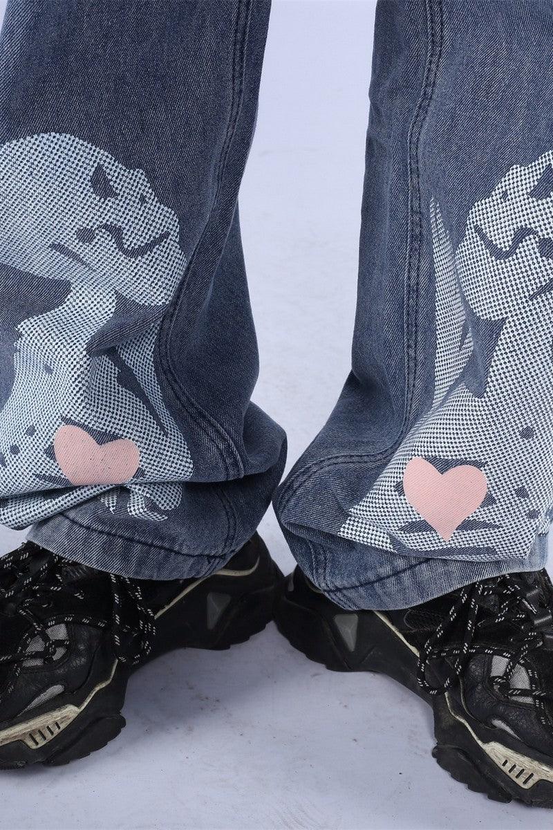 CZ Praying Skull Washed Jeans