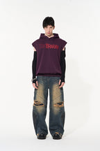 Screw Print Sleveless Hoodie