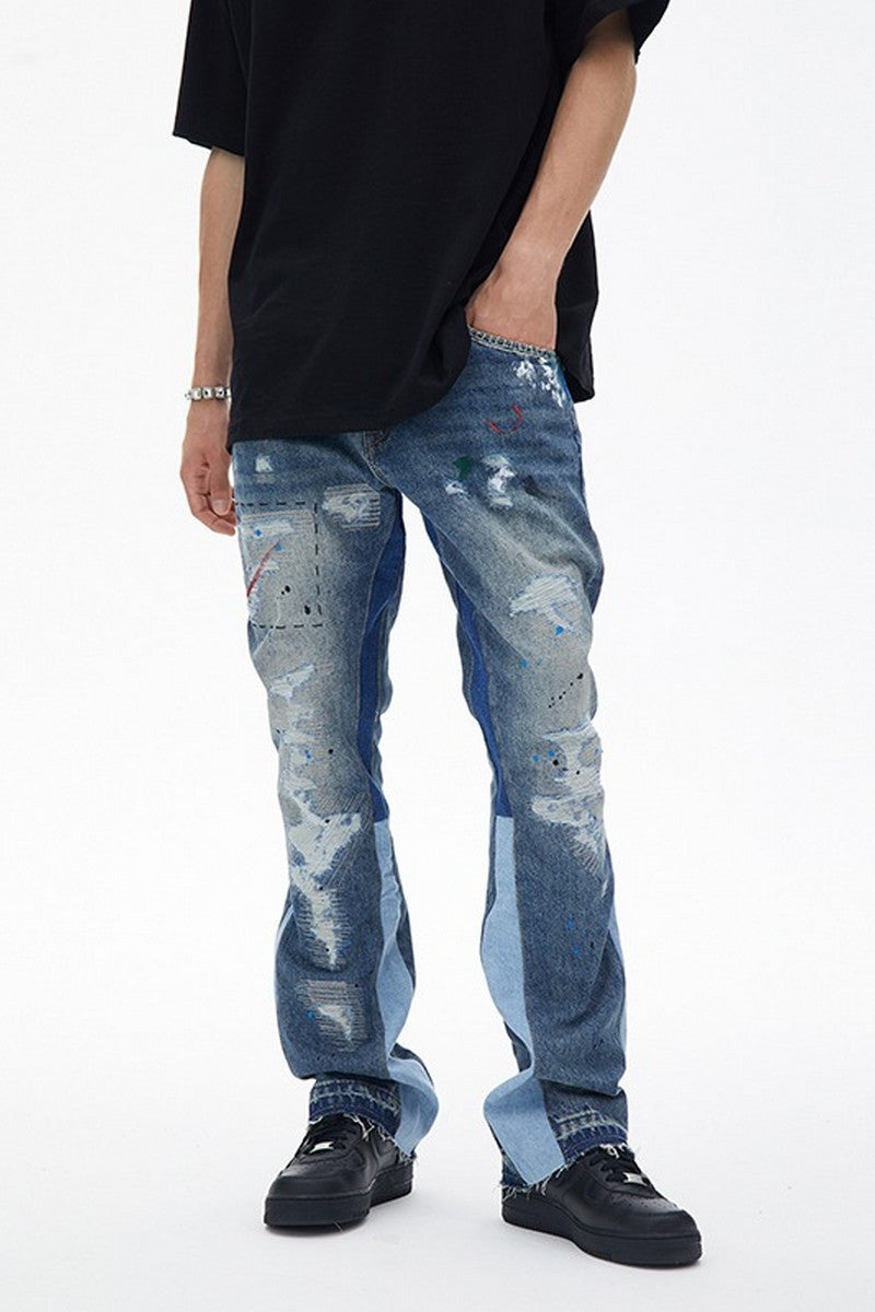 CZ Stitched Flared Jeans